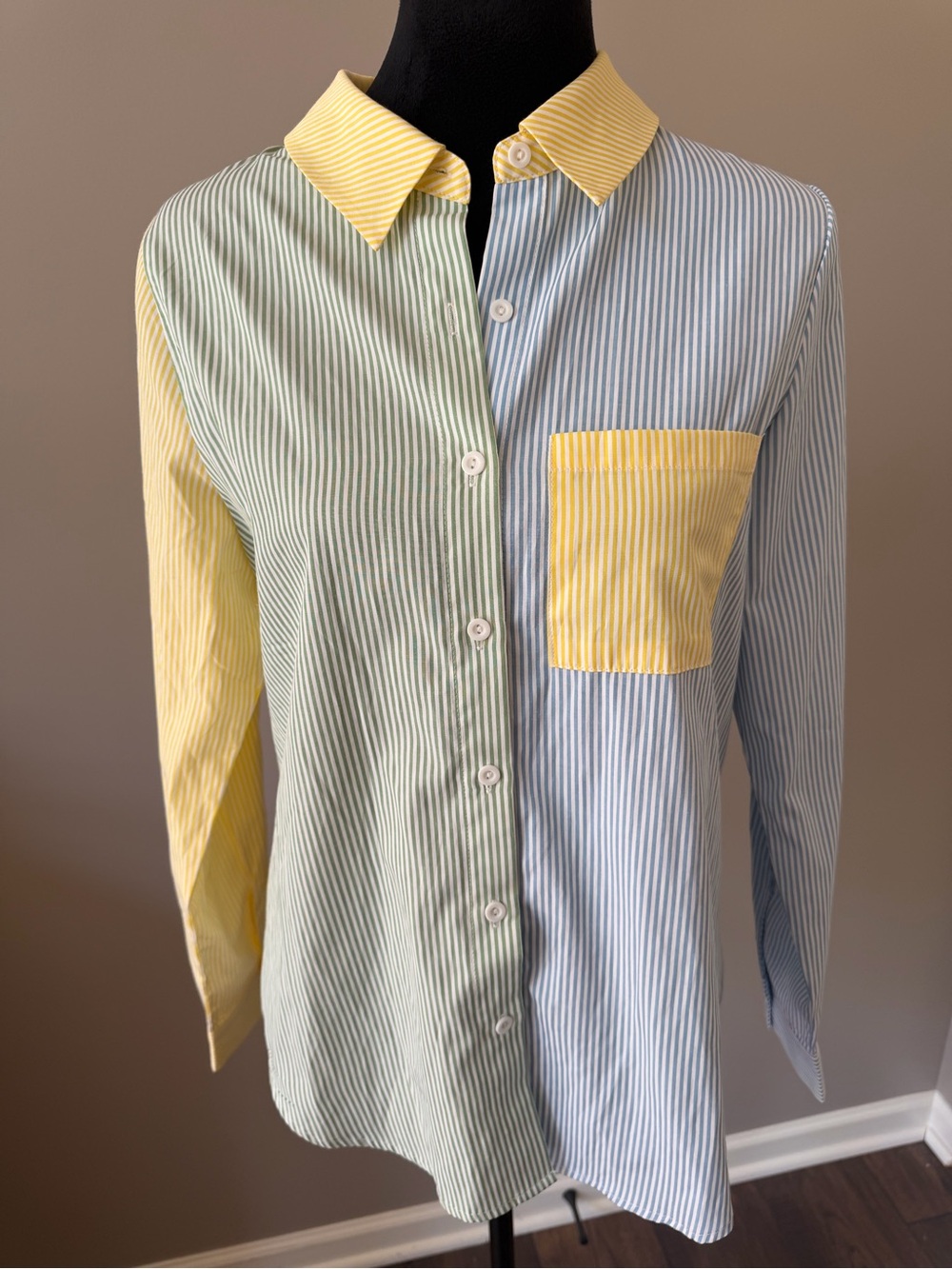 mittoshop Multiccolor Block Striped Button Shirt Small